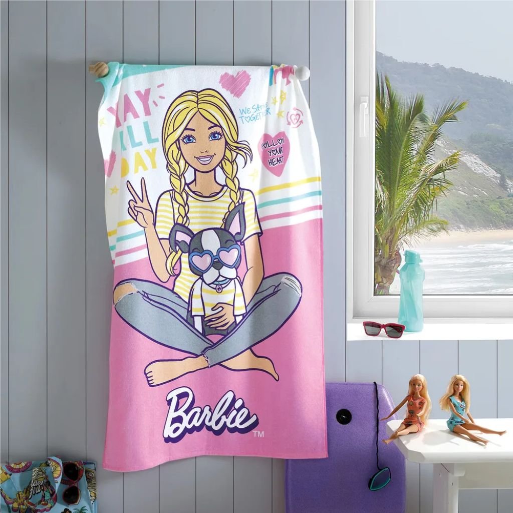 02 toalha de banho dohler felpuda 0 70cm x 1 15m licenciada barbie 24