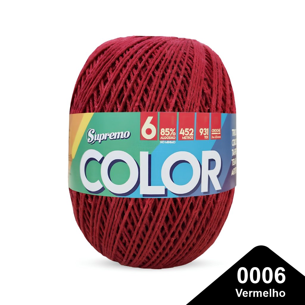 Barbante Color 6 400g e 452 Metros Supremo - 00006 Vermelho